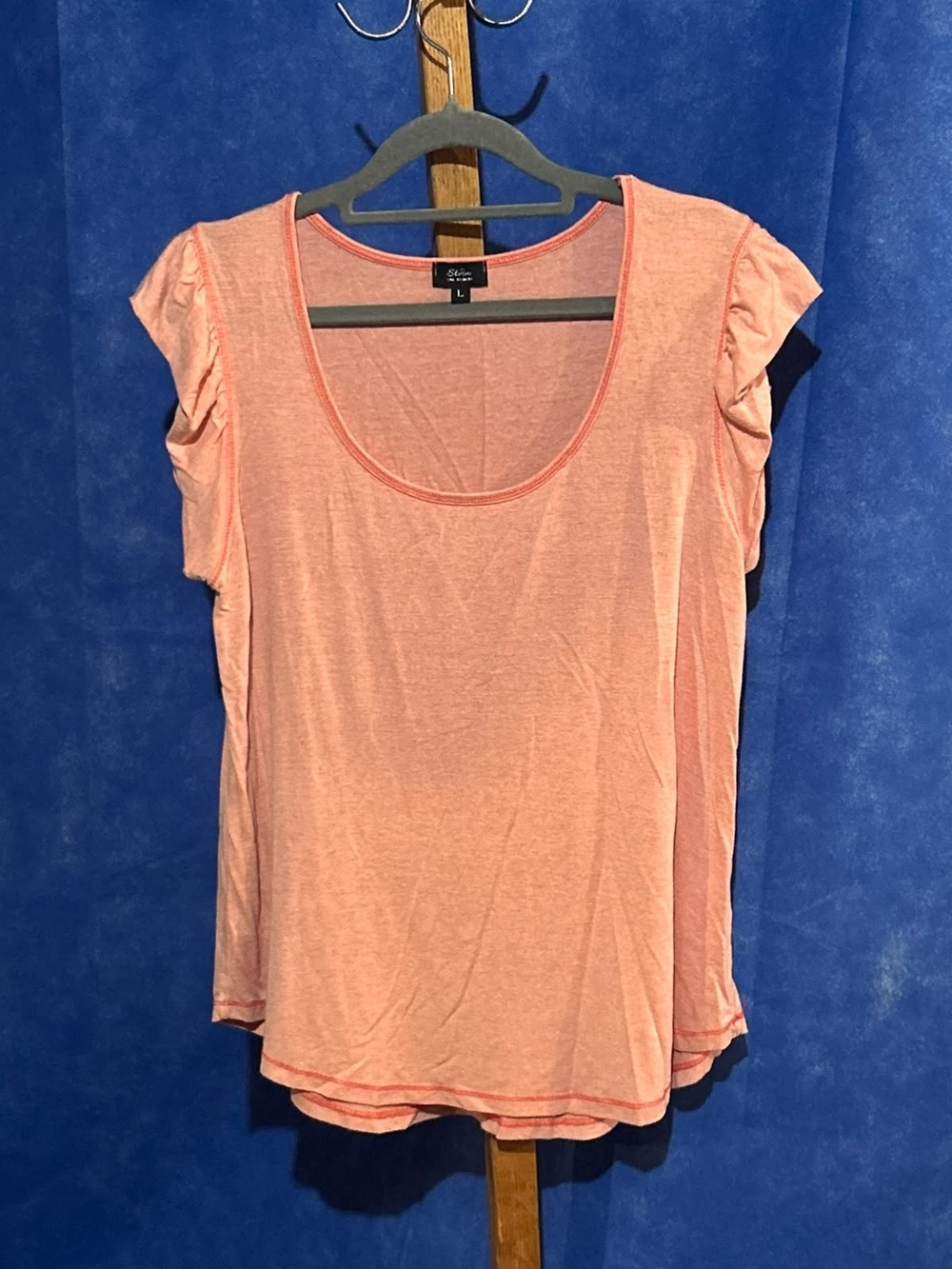 Scoop Neck Flutter Sleeve Tee in Coral Pink by Xhilaration